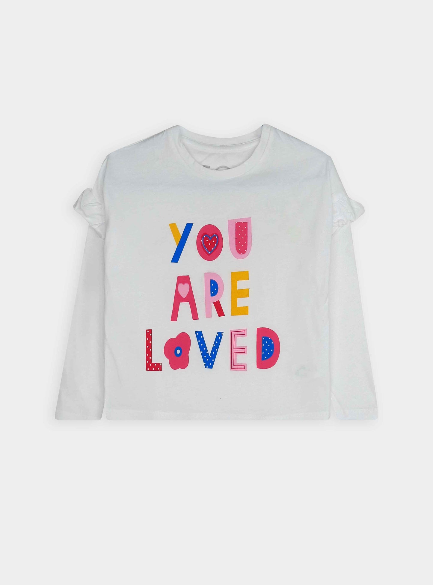 Girls Ruffle Long Sleeve Top White