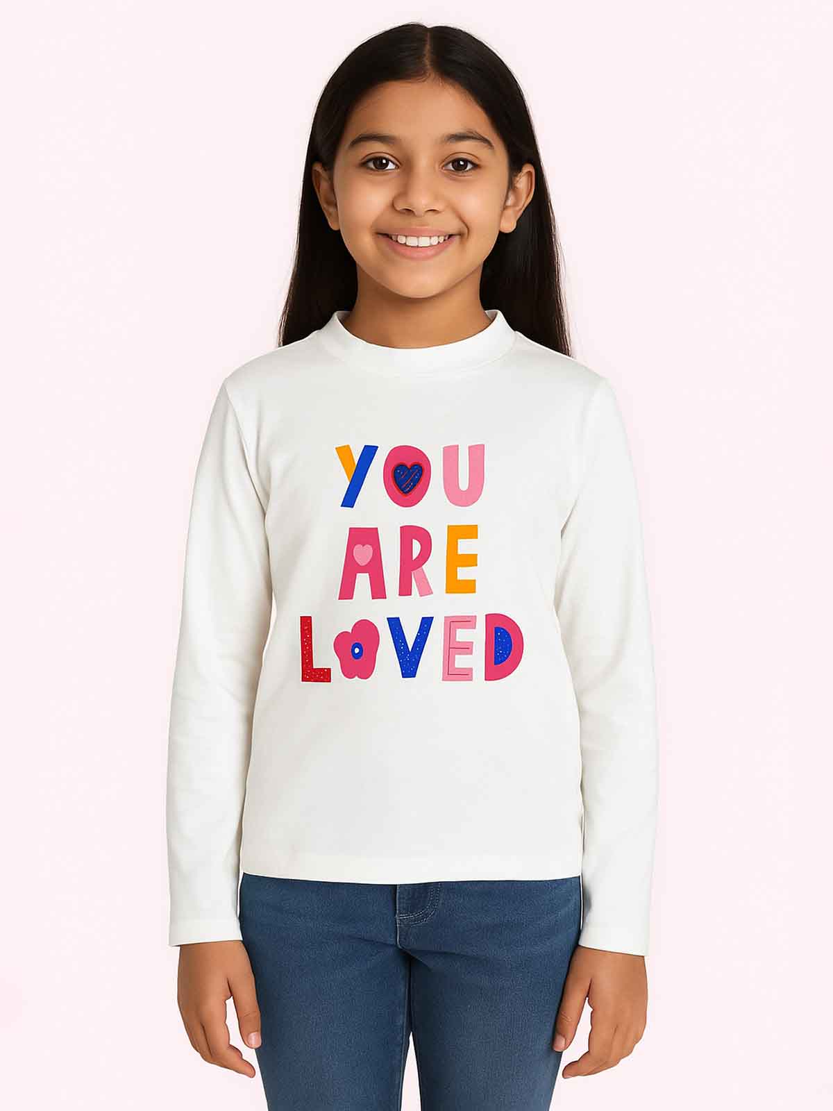 Girls Ruffle Long Sleeve Top White