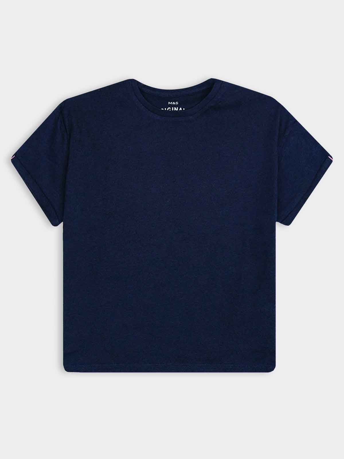Girls Navy Boxy T-Shirt