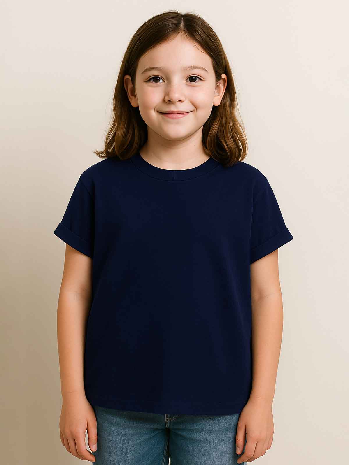 Girls Navy Boxy T-Shirt
