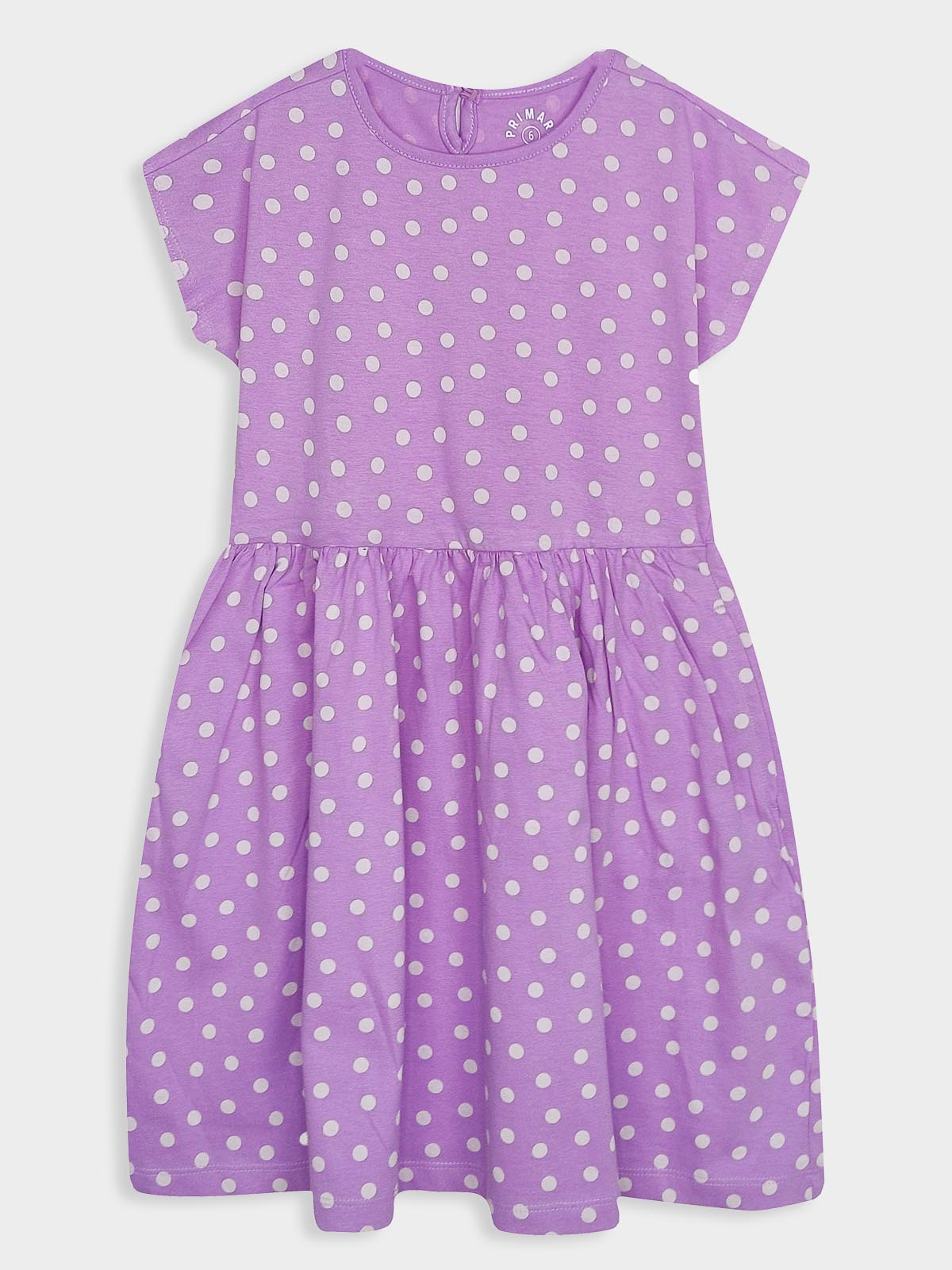 Girls Polka Dot Printed Lilac Dress