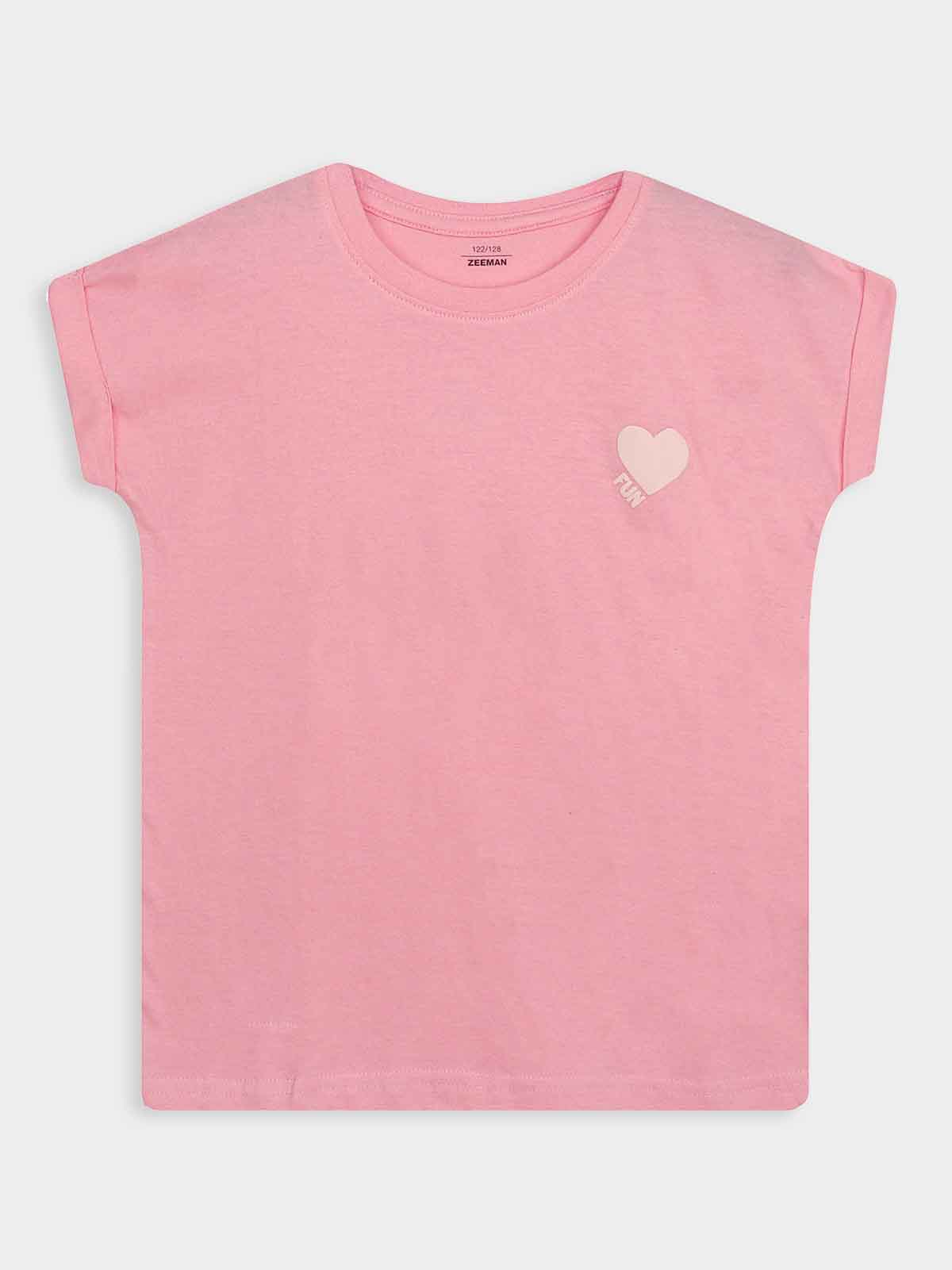 Girls Printed Pink Shorty Set