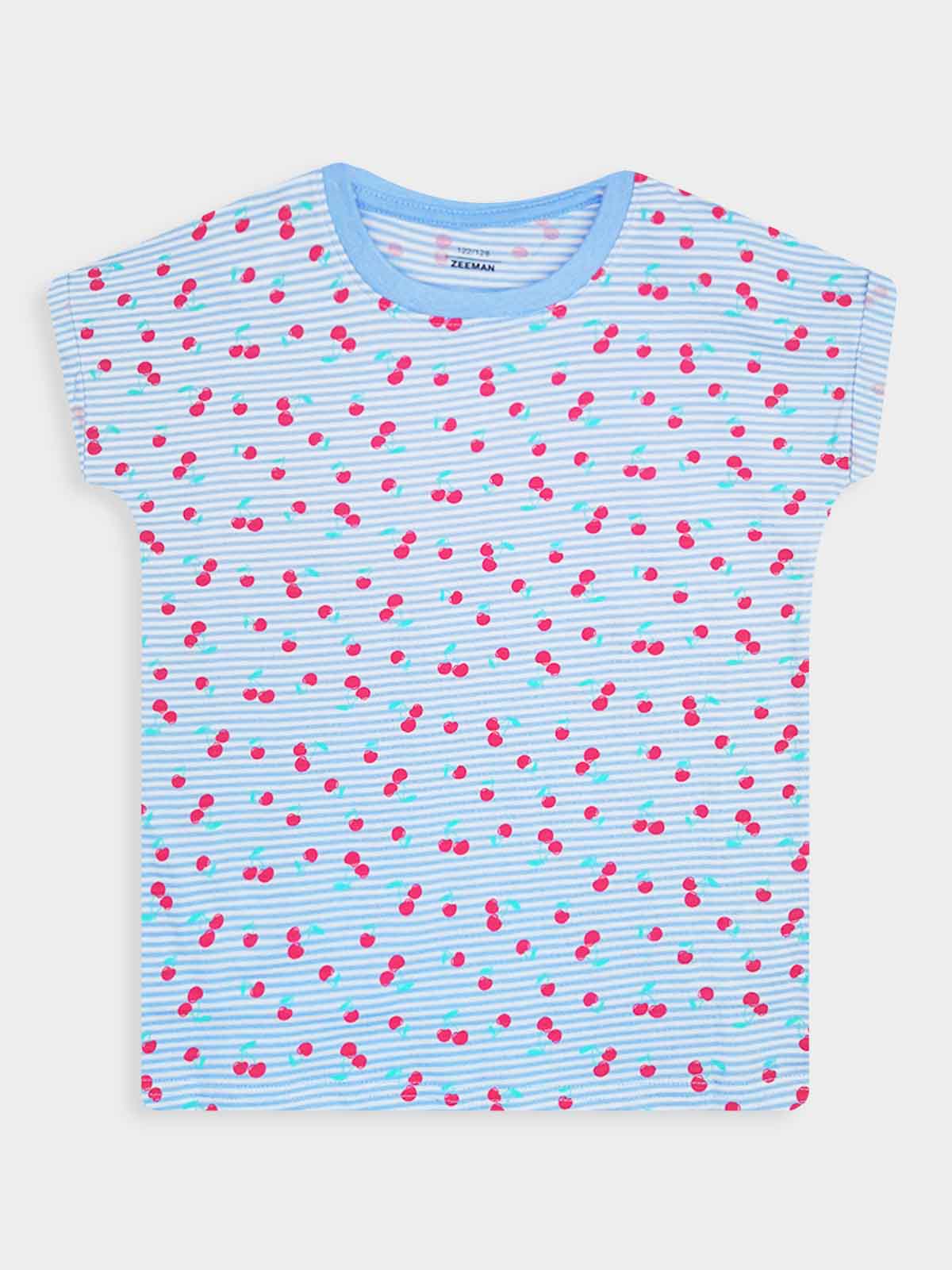 Girls Printed Blue Shorty Set