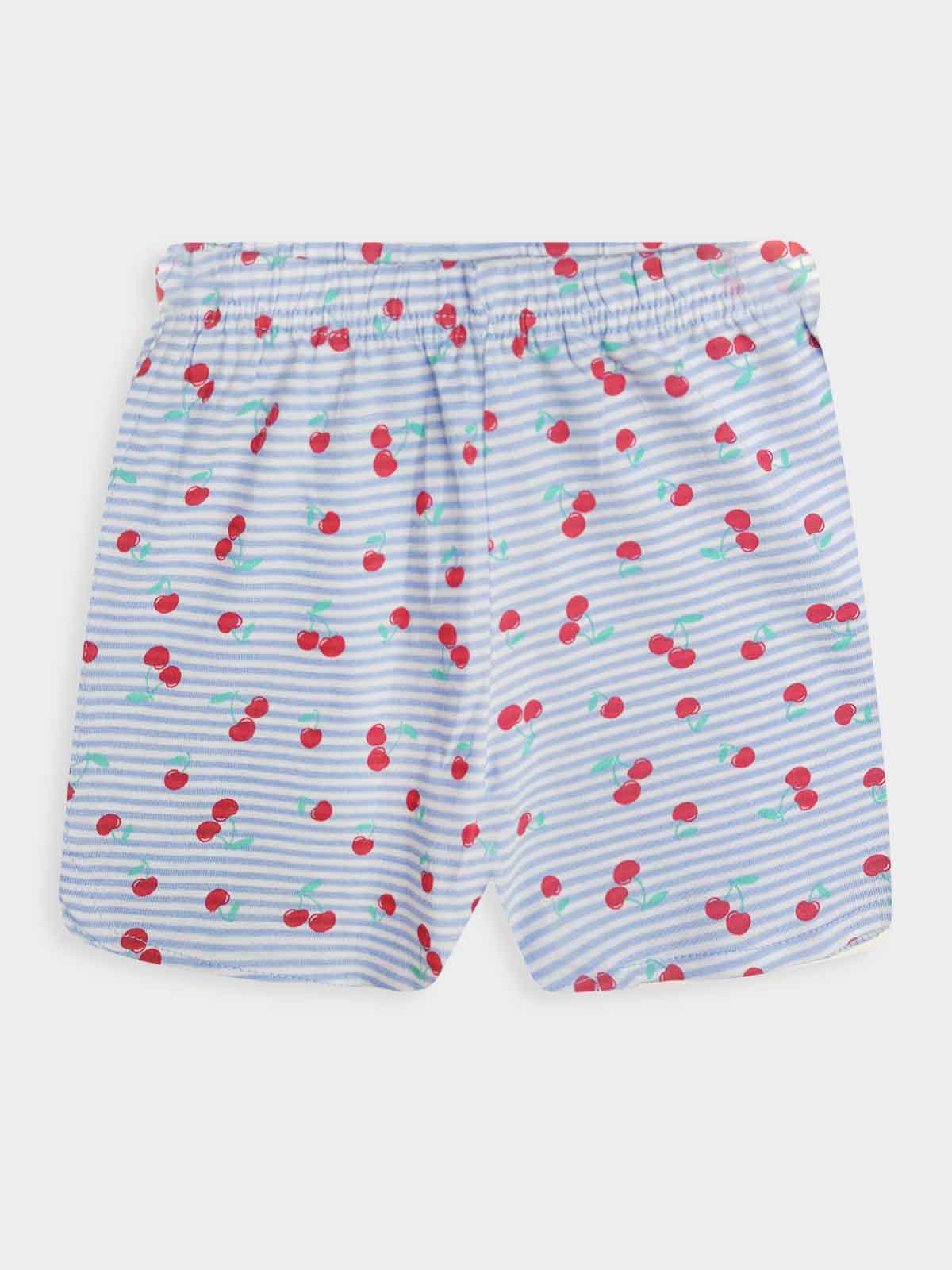 Girls Printed Blue Shorty Set