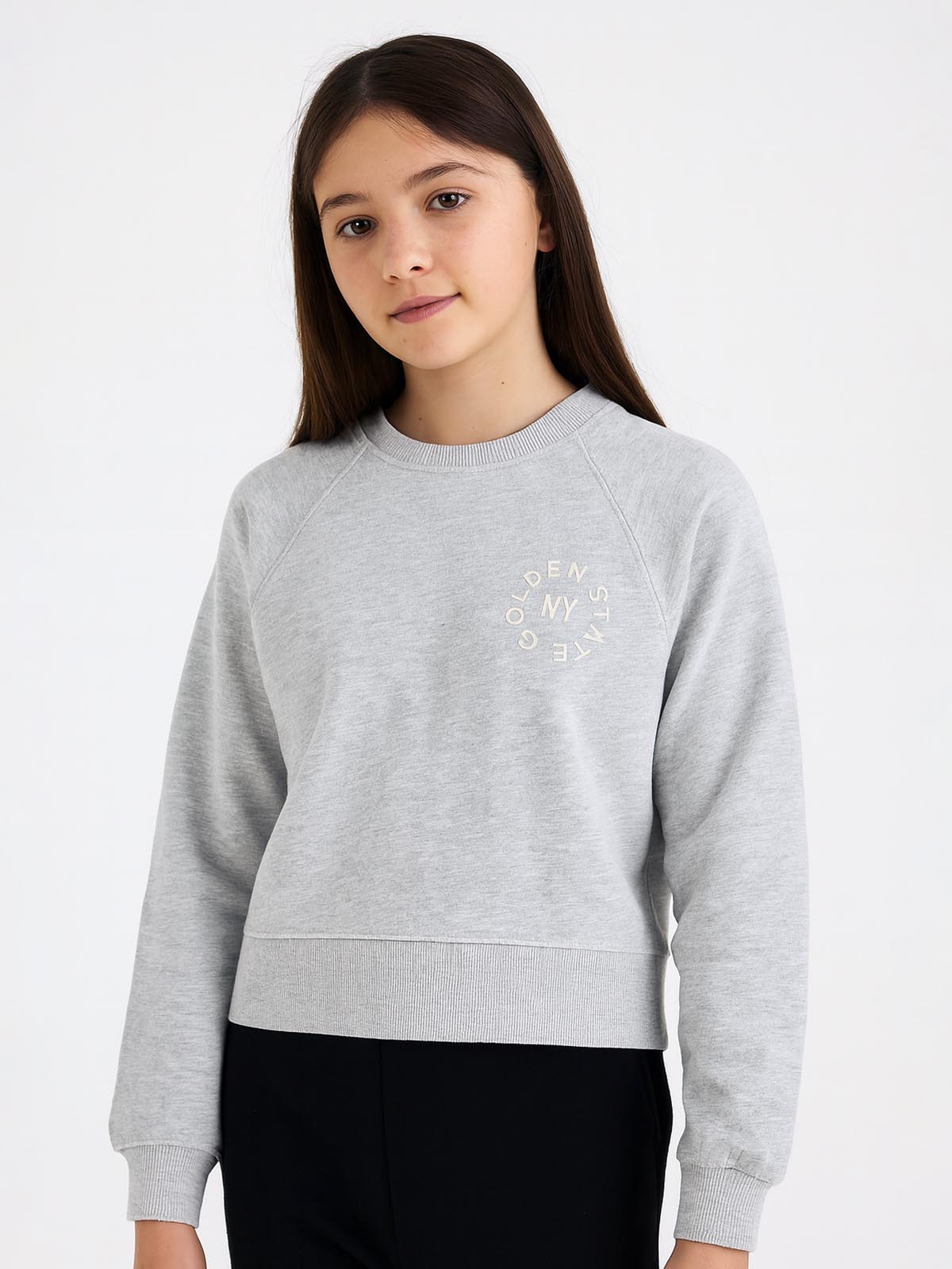 Girls Grey Pullover Fleece Sweartshirt