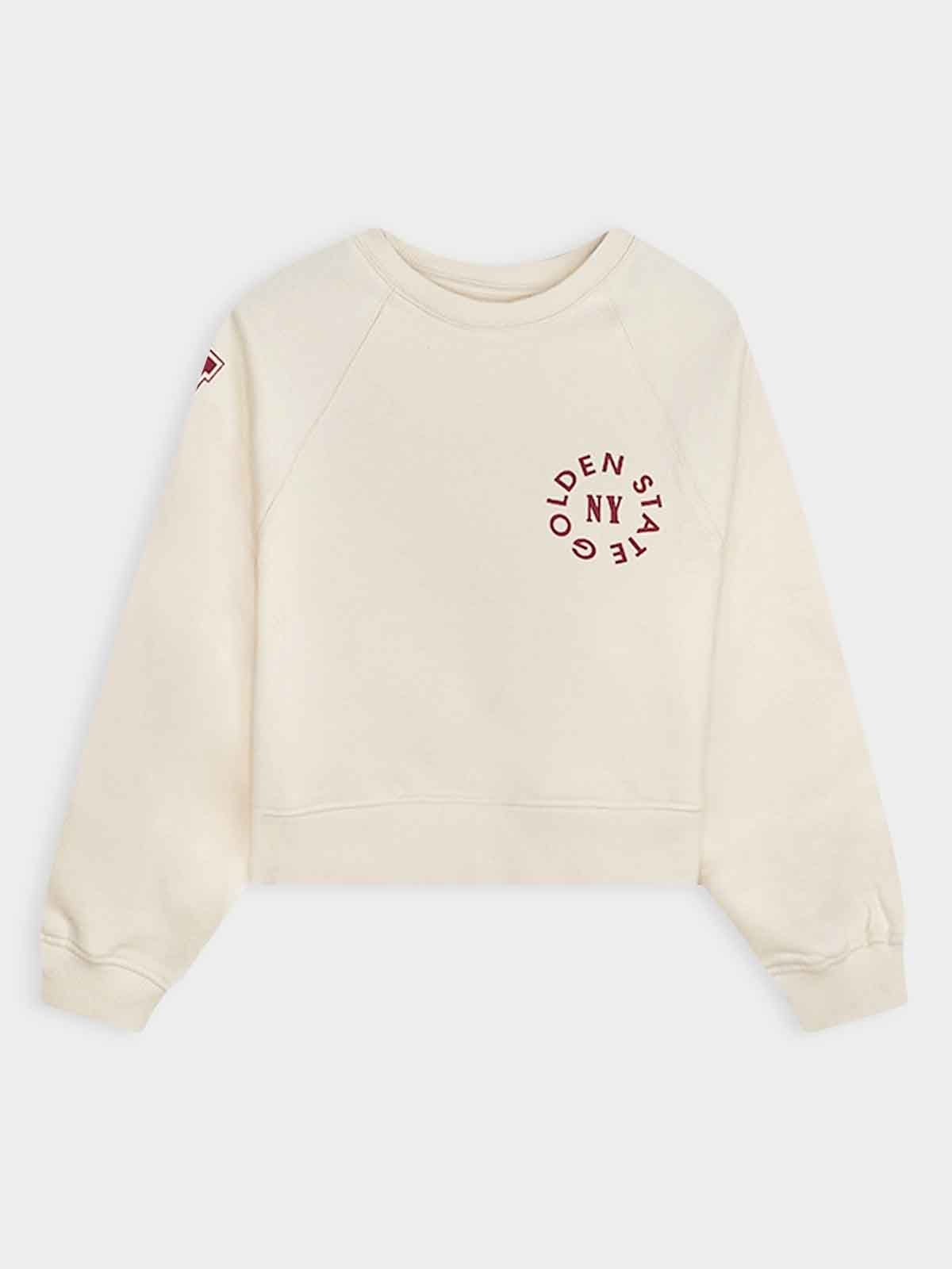 Girls Offwhite Pullover Fleece Sweartshirt