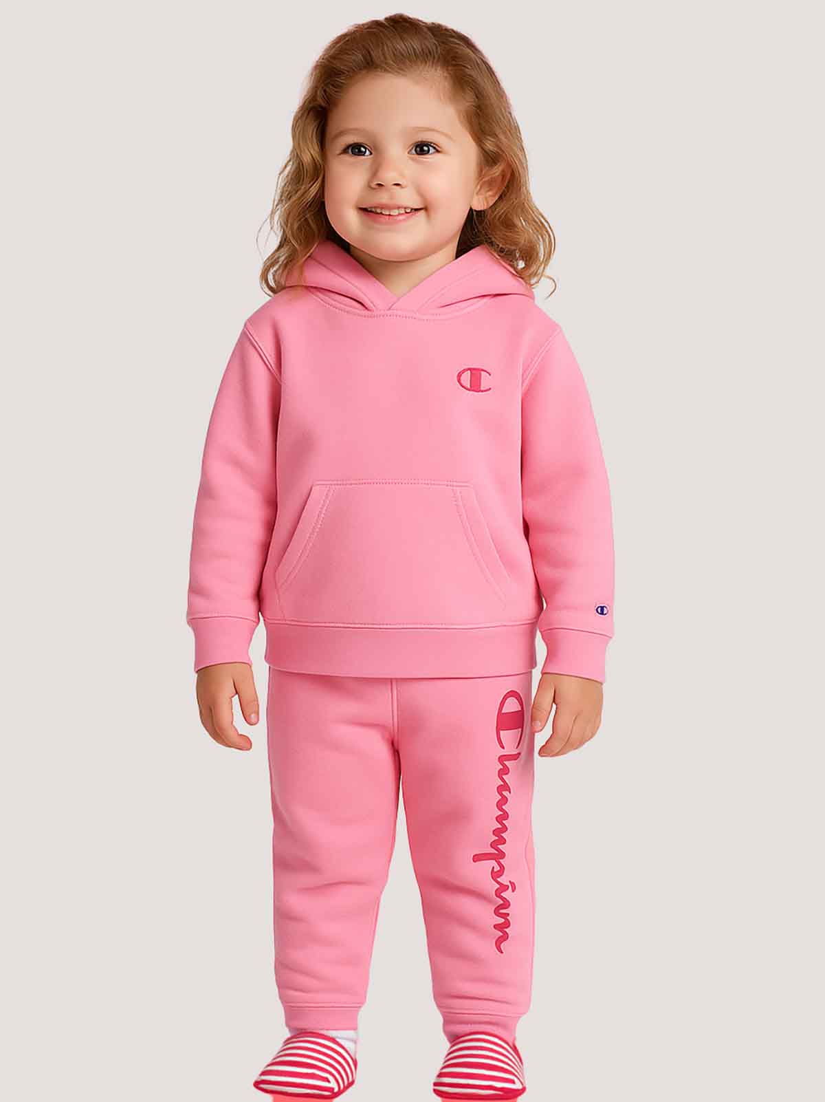 Girls Fleece Hooded Pink Jogging Set