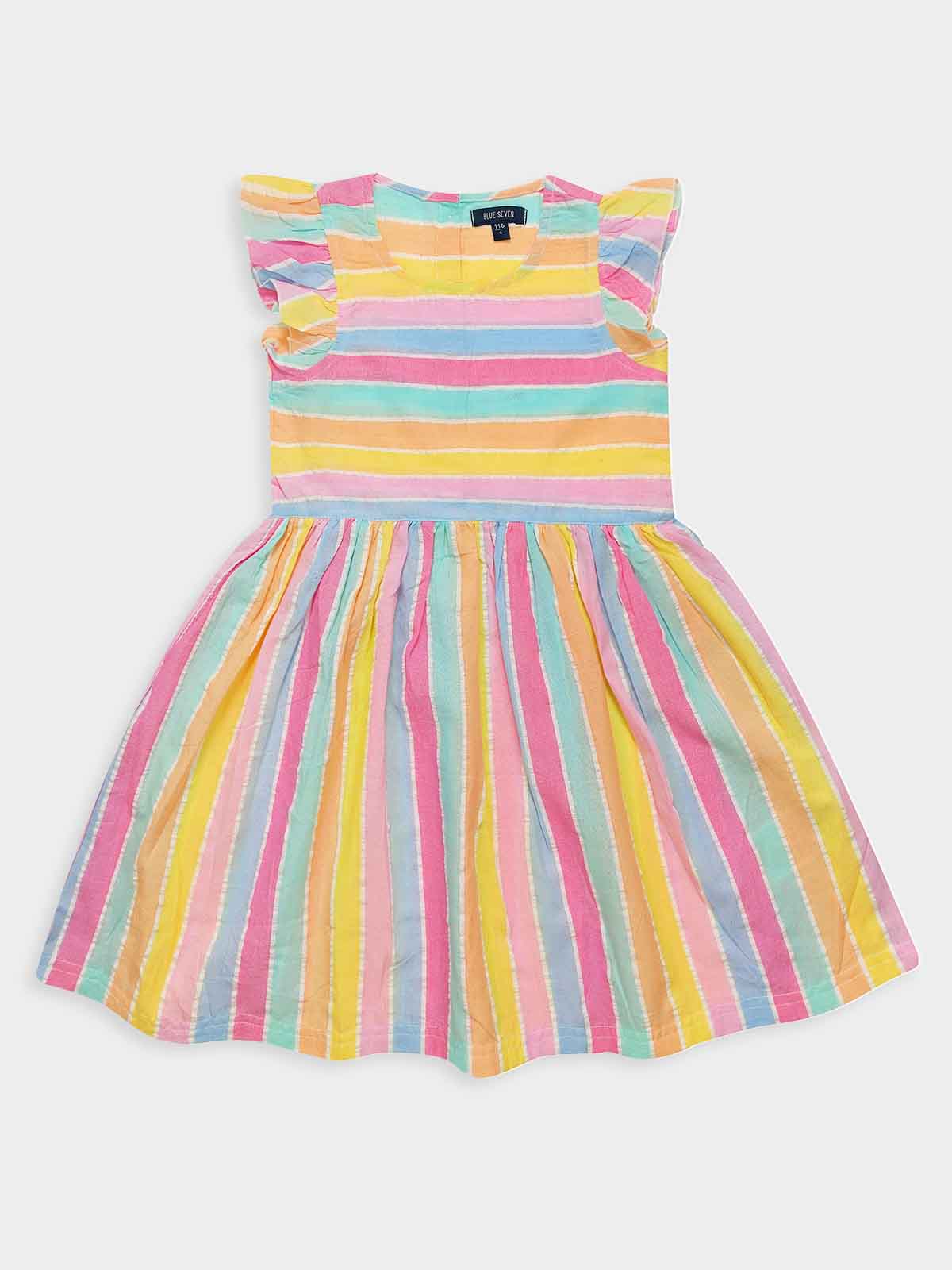 Girls Multi Striped Woven Dress