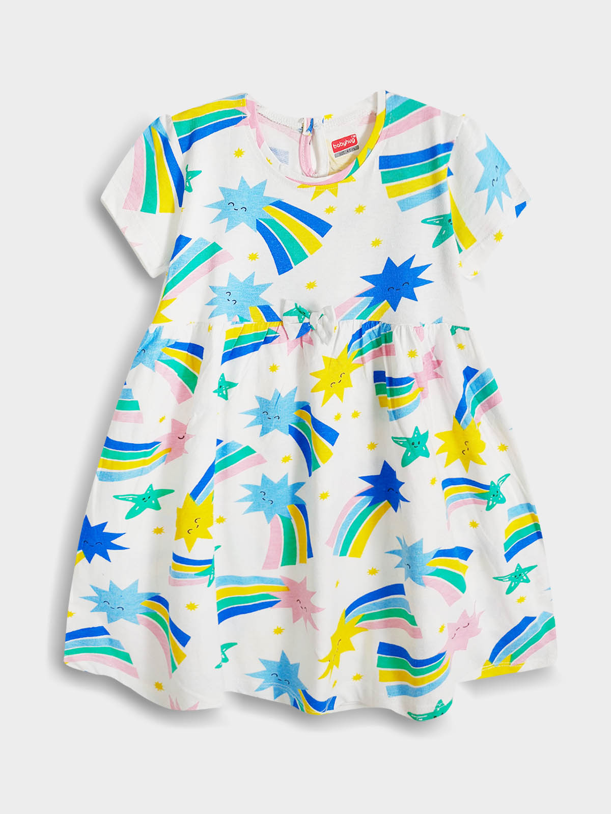 Girls White AOP Dress