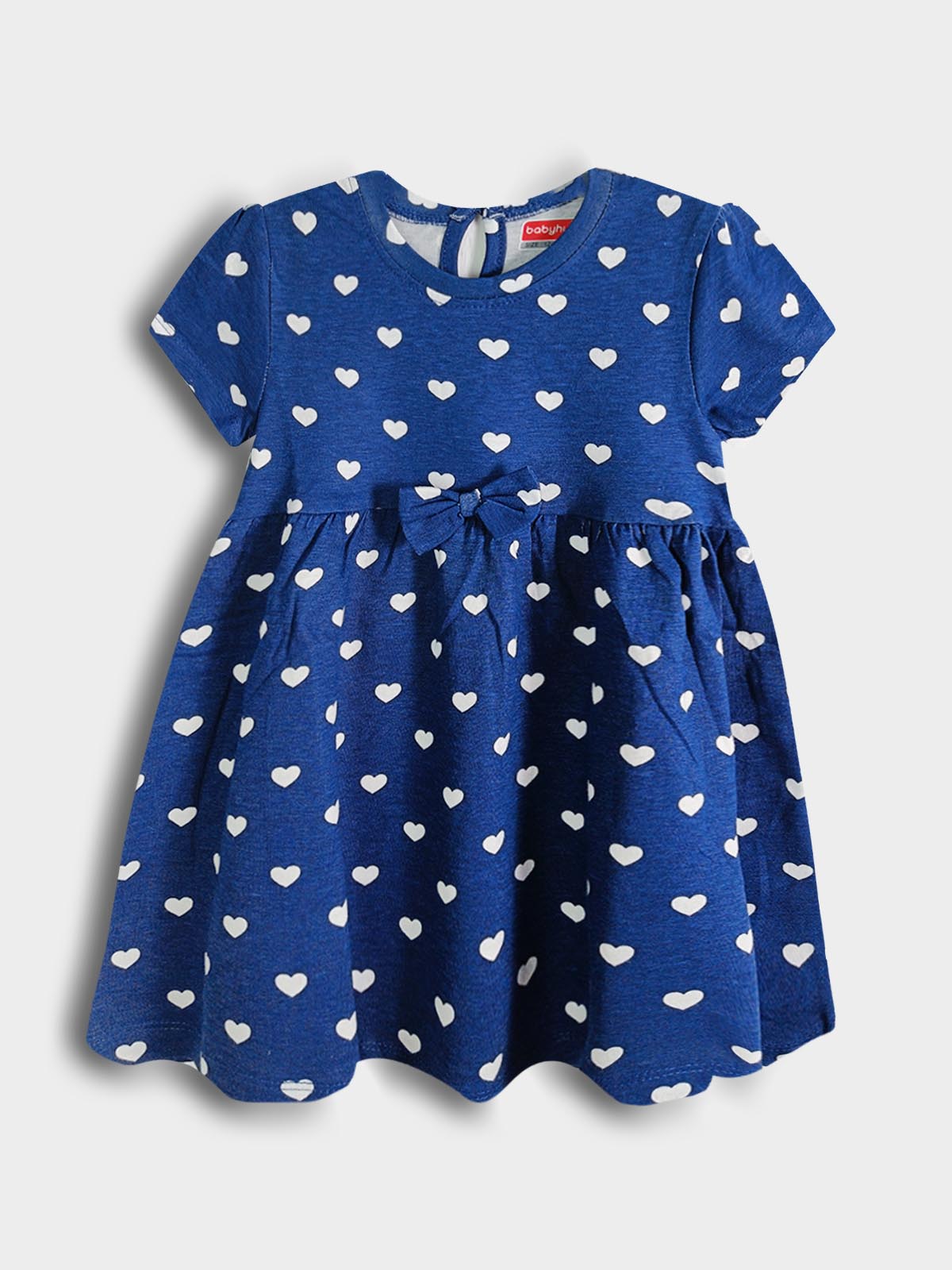 Baby Girls Navy Heart AOP Dress