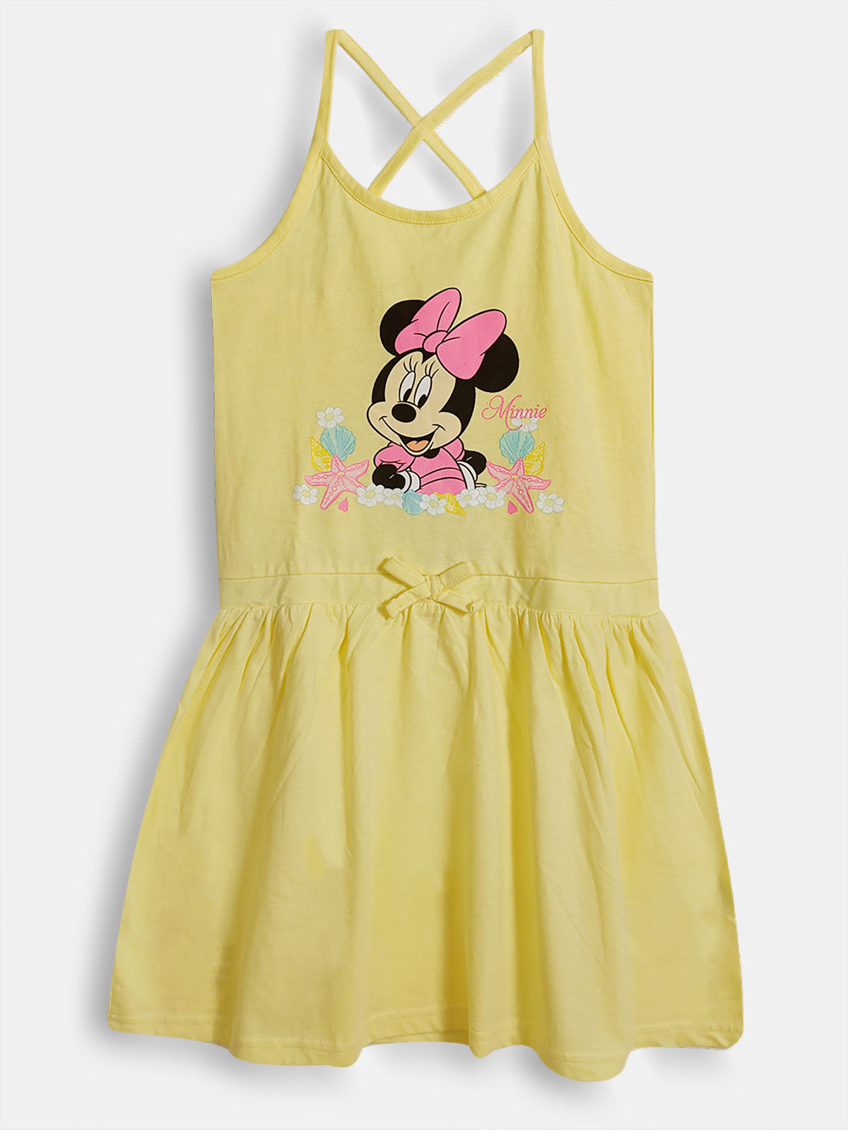 Girls Printed Yellow Strappy Dress