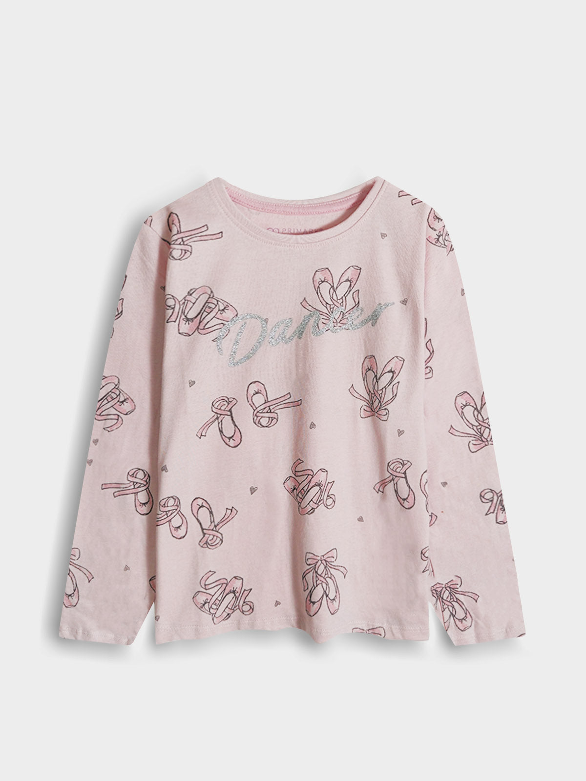Girls Glitter Printed Pink T-Shirt