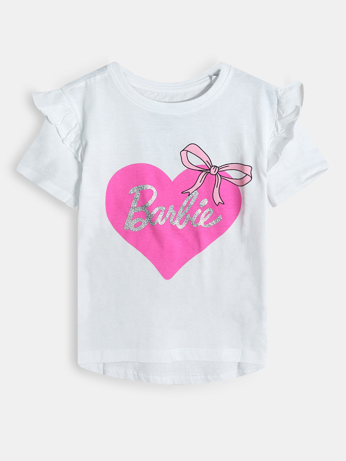 Girls Printed White T-Shirt