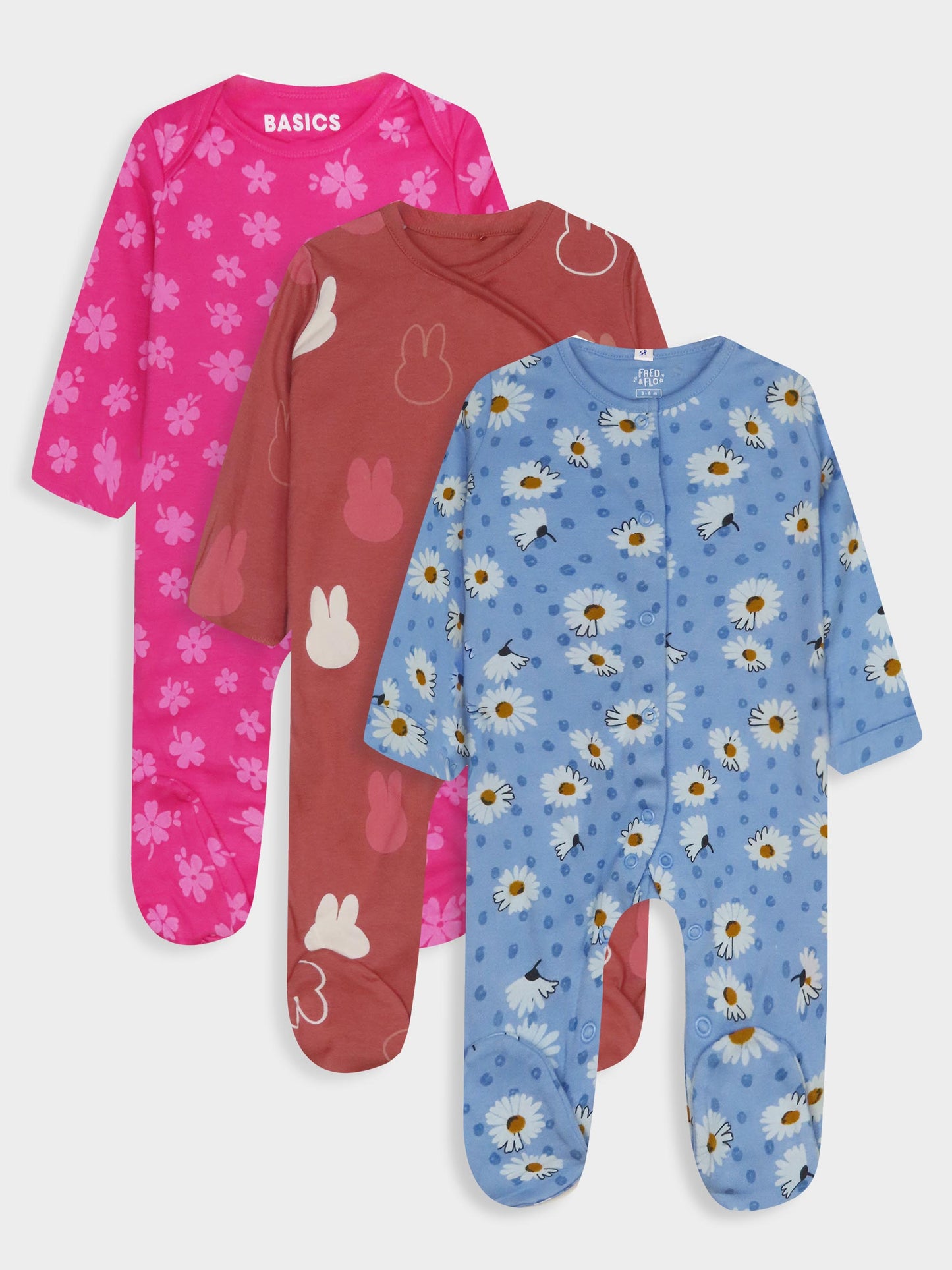 Baby 3 pack Sleepsuits Assorted
