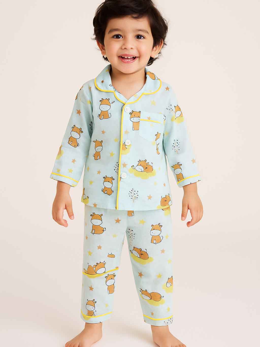 Kids Muslin Full Sleeve Pyjama Set - Main Image