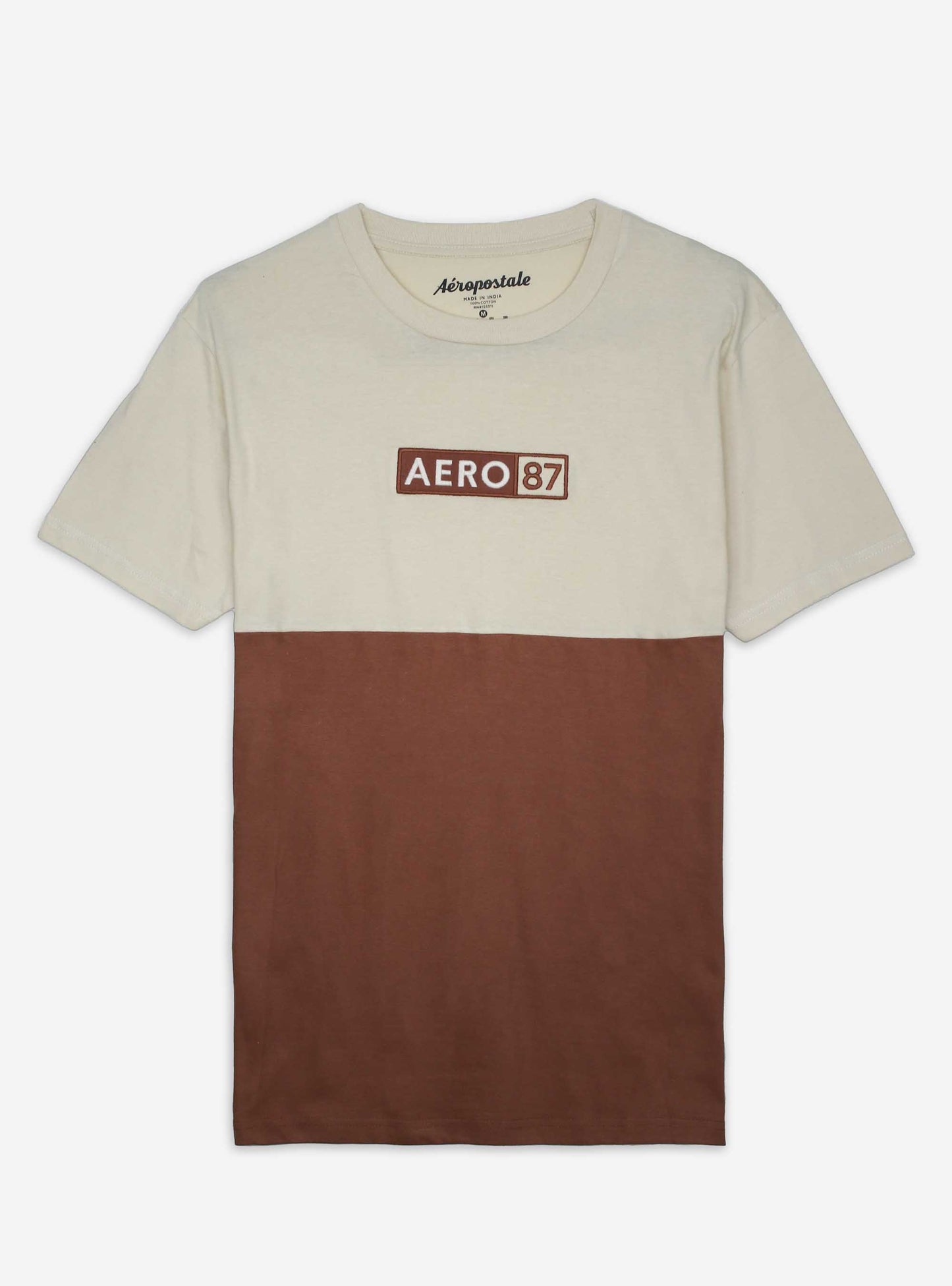 Mens Beige Cut n Sew T Shirt