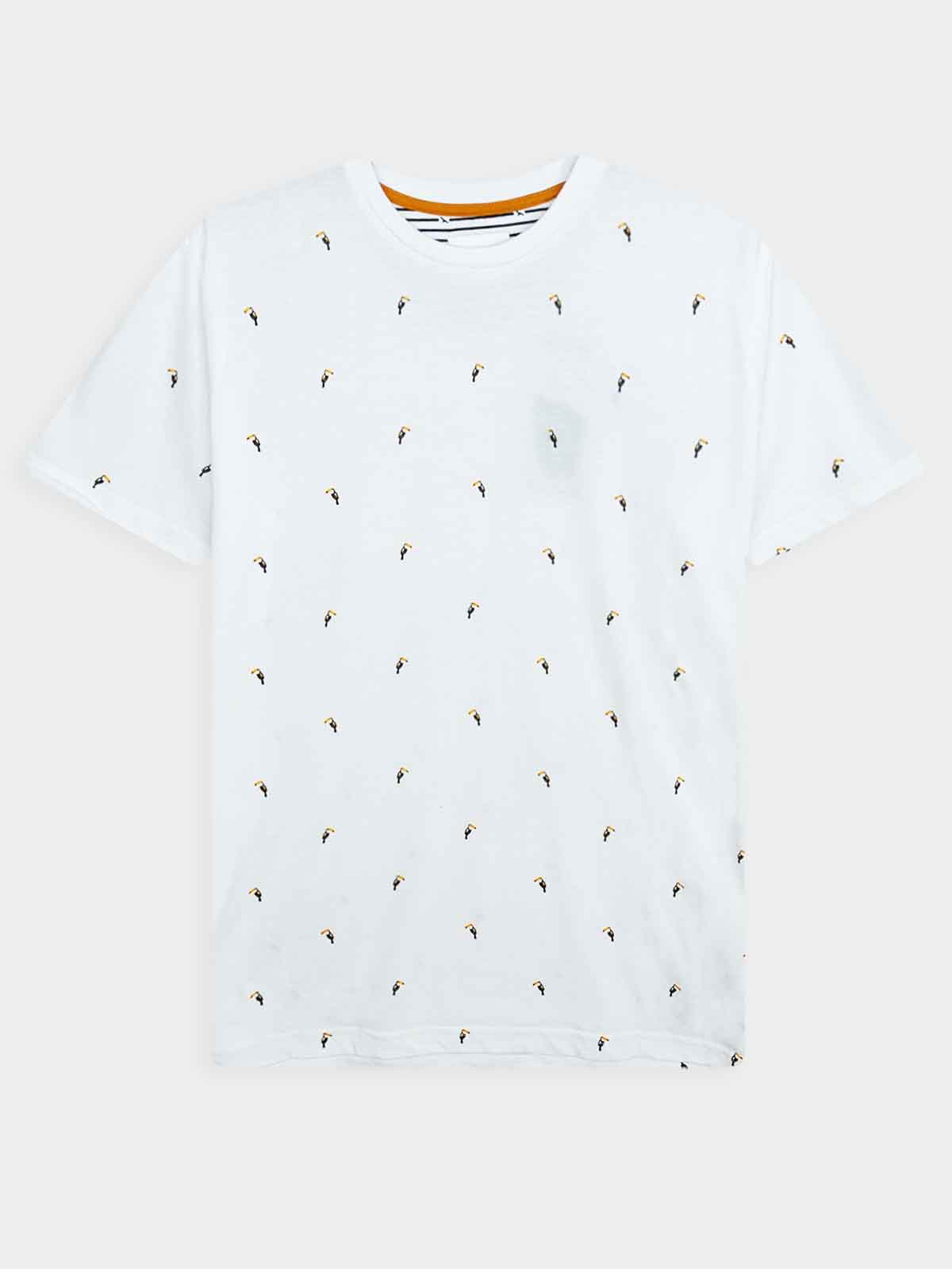 Mens Printed T Shirt White AOP