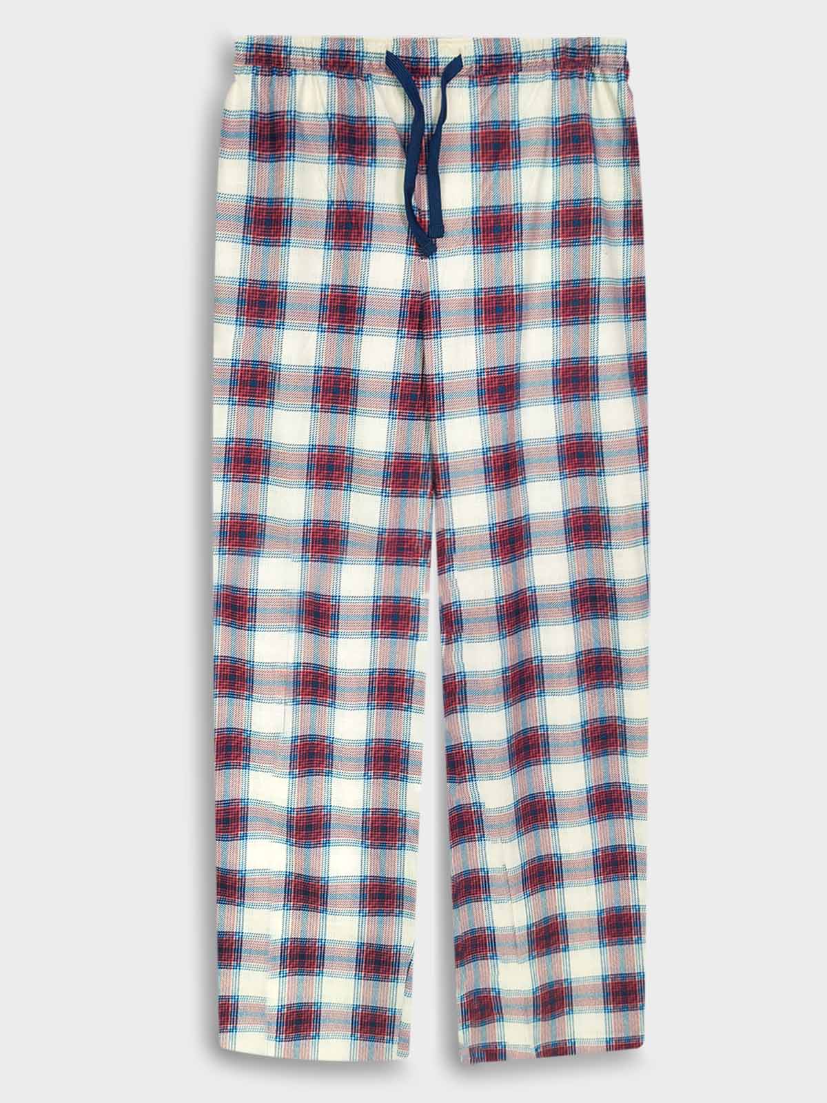 Mens Winter Pyjama Set Grey-Red