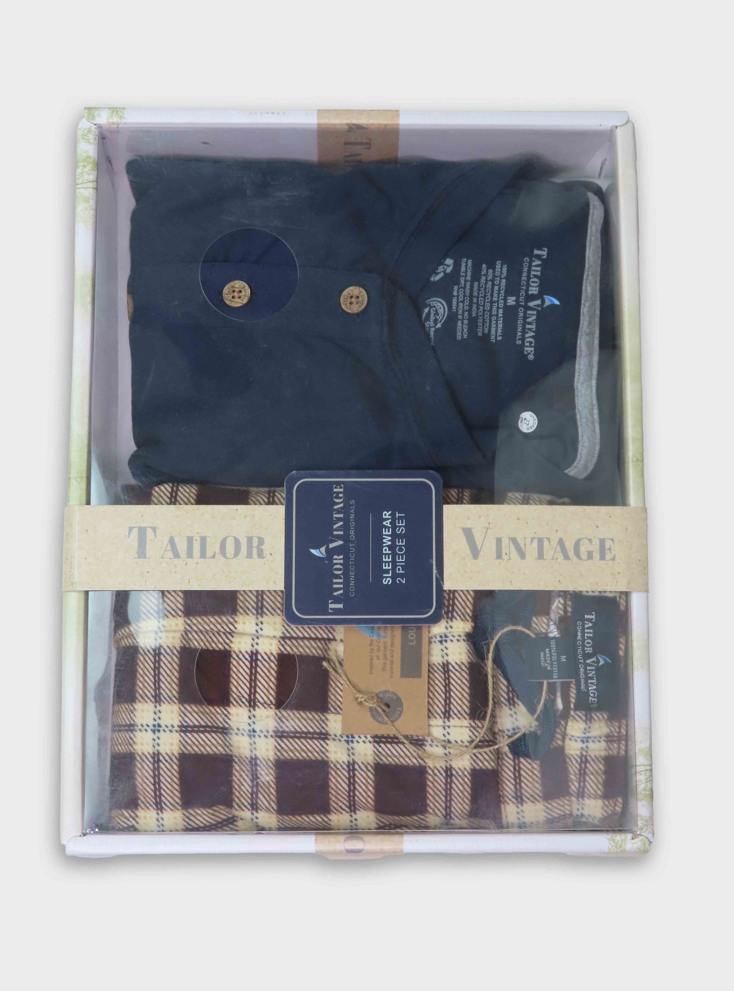 Mens Winter Pyjama Set Navy-Maroon