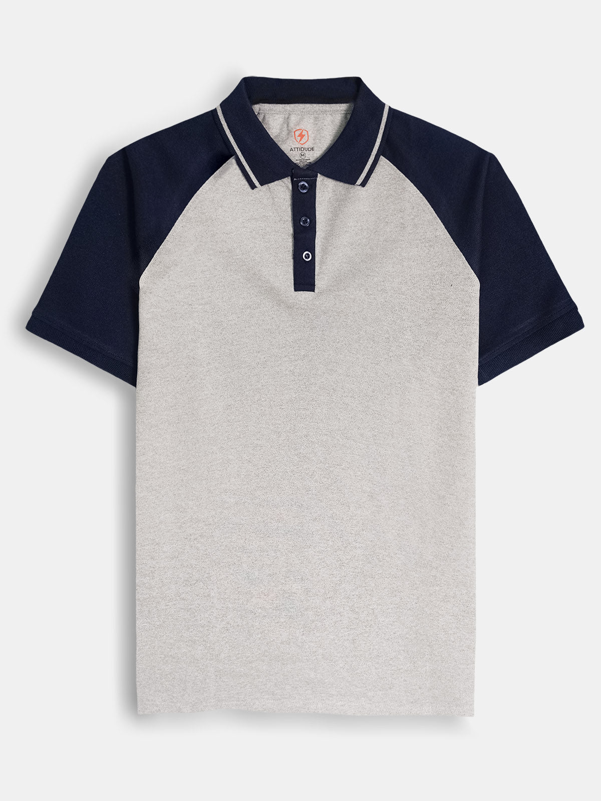 Mens Raglan Sleeve Grey Polo