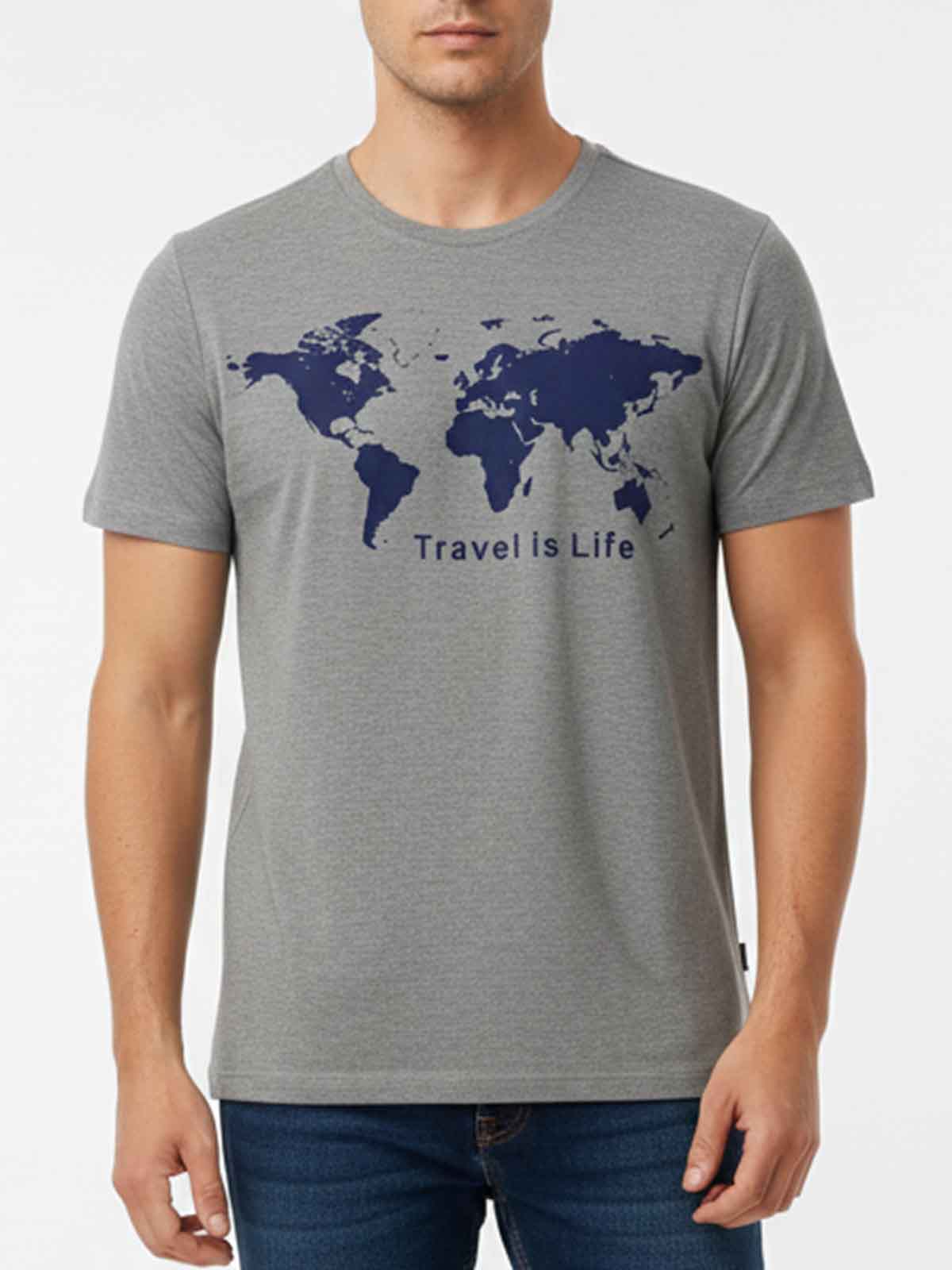 Mens Printed Grey T-Shirt