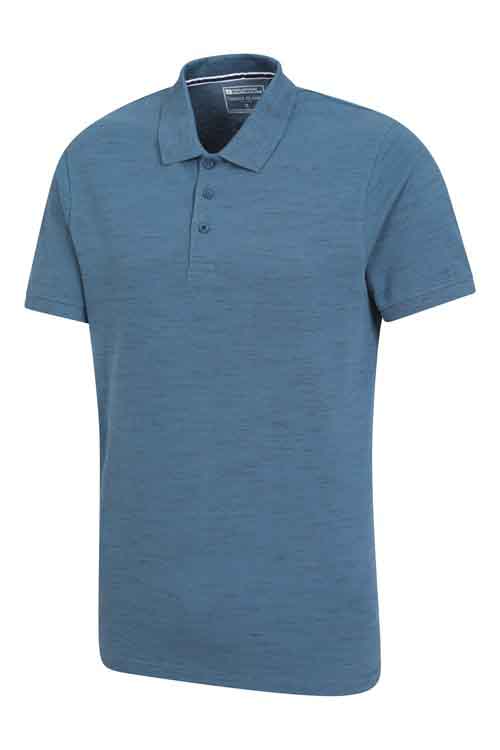 Mens Slub Textured Blue Polo Shirt