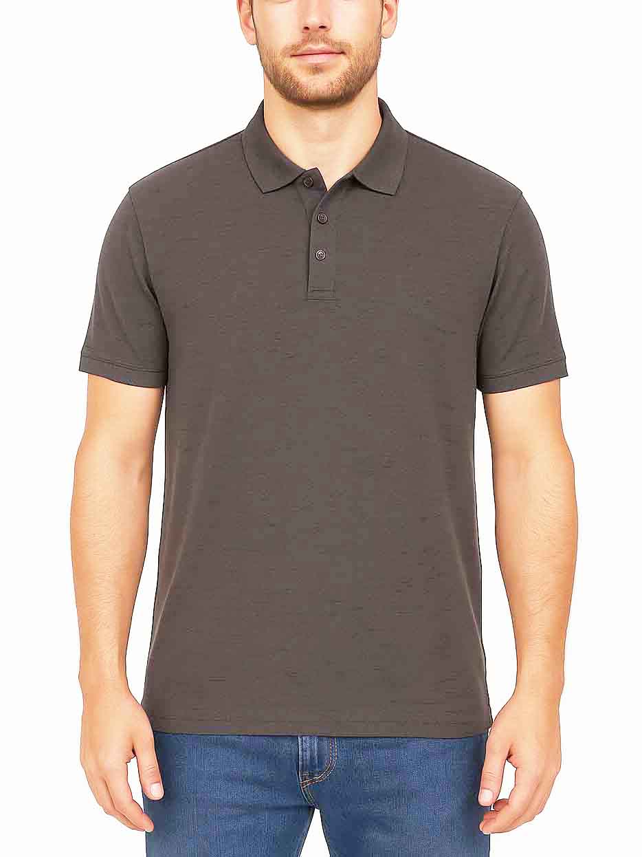 Mens Slub Textured Olive Polo Shirt