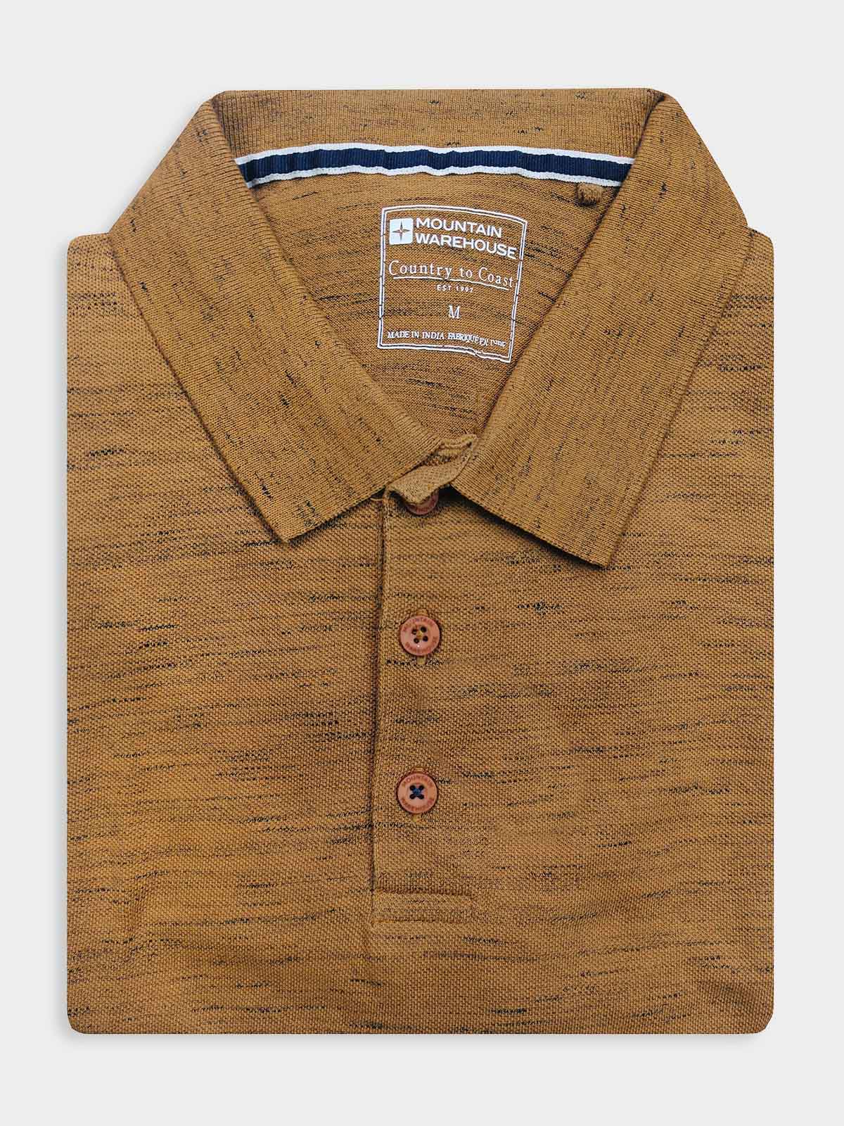 Mens Slub Textured Mustard Polo Shirt