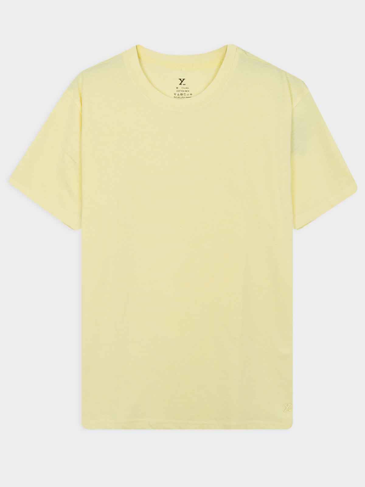 Mens Crew Neck Yellow T-Shirt