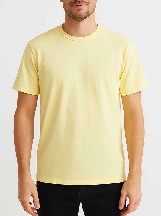 Mens Crew Neck Yellow T-Shirt