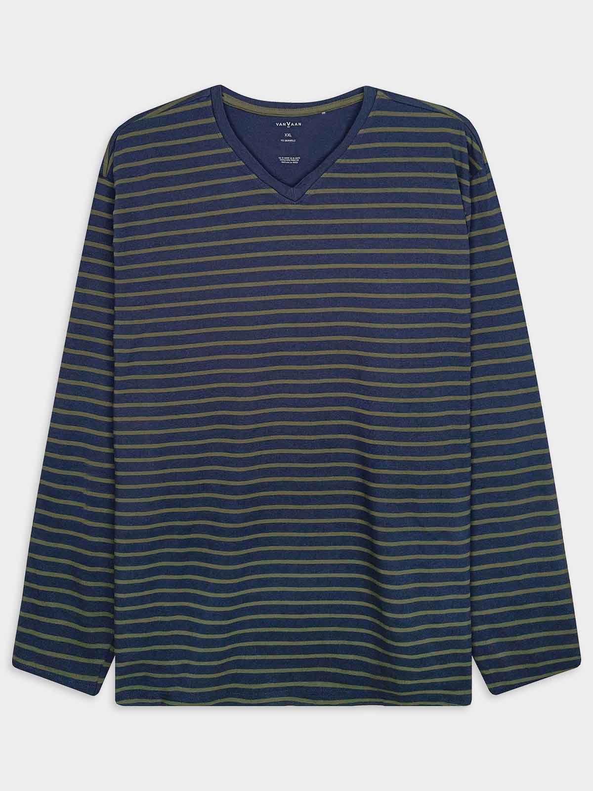 Mens Striped V Neck T-Shirt