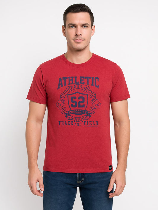 Mens Printed Red T-Shirt