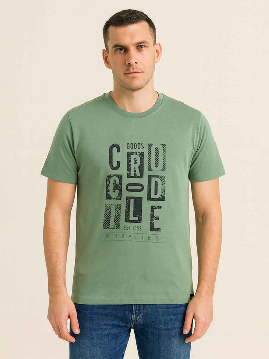 Mens Printed Green T-Shirt