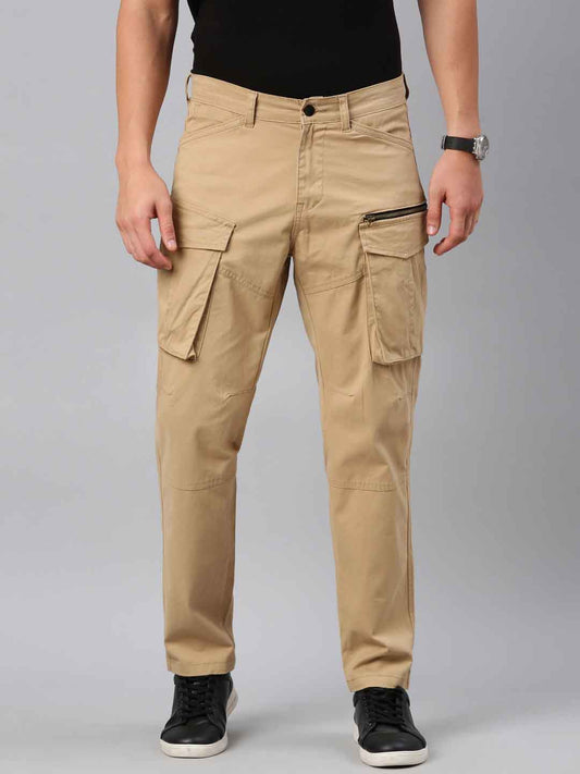 Mens Woven Beige Cargo Pant