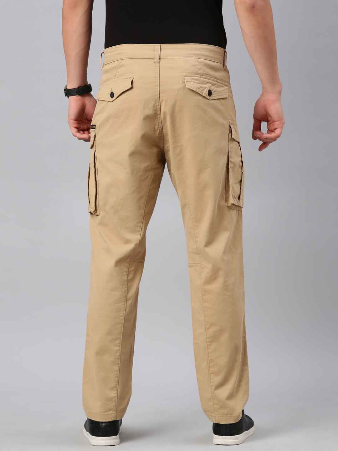 Mens Woven Beige Cargo Pant