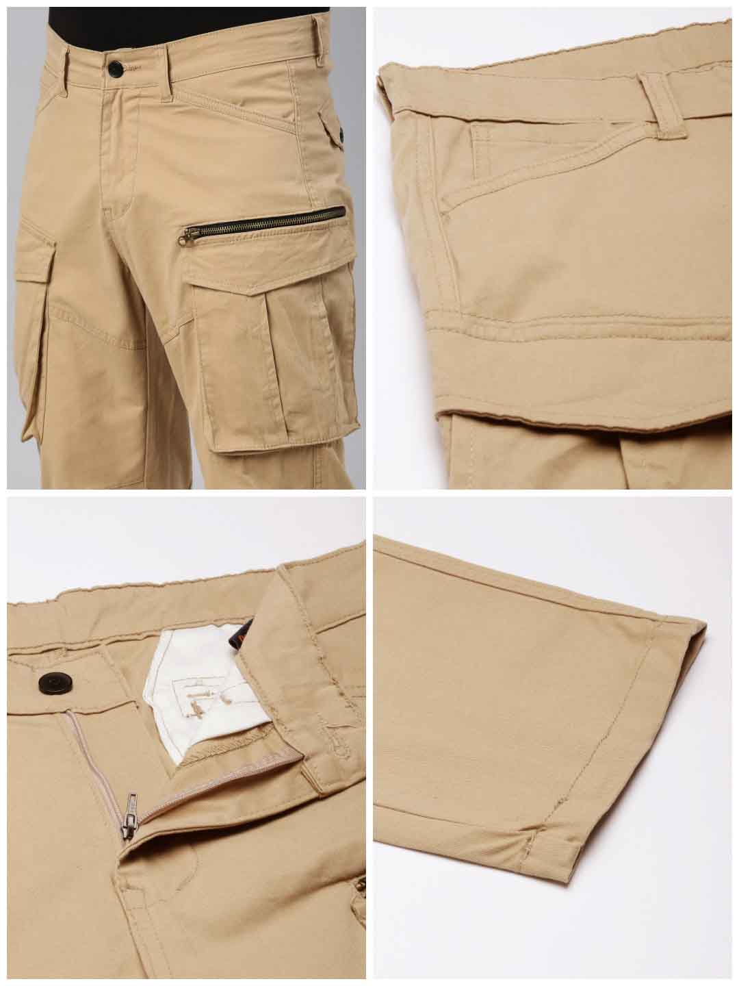 Mens Woven Beige Cargo Pant