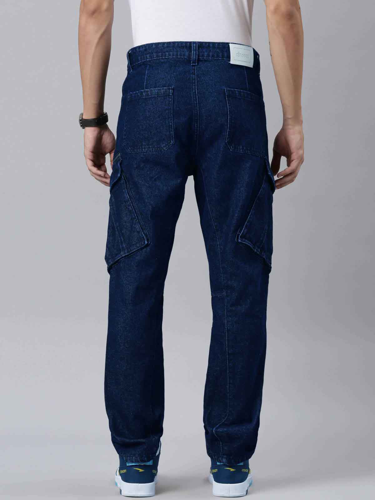 Mens Denim Navy Cargo Jeans
