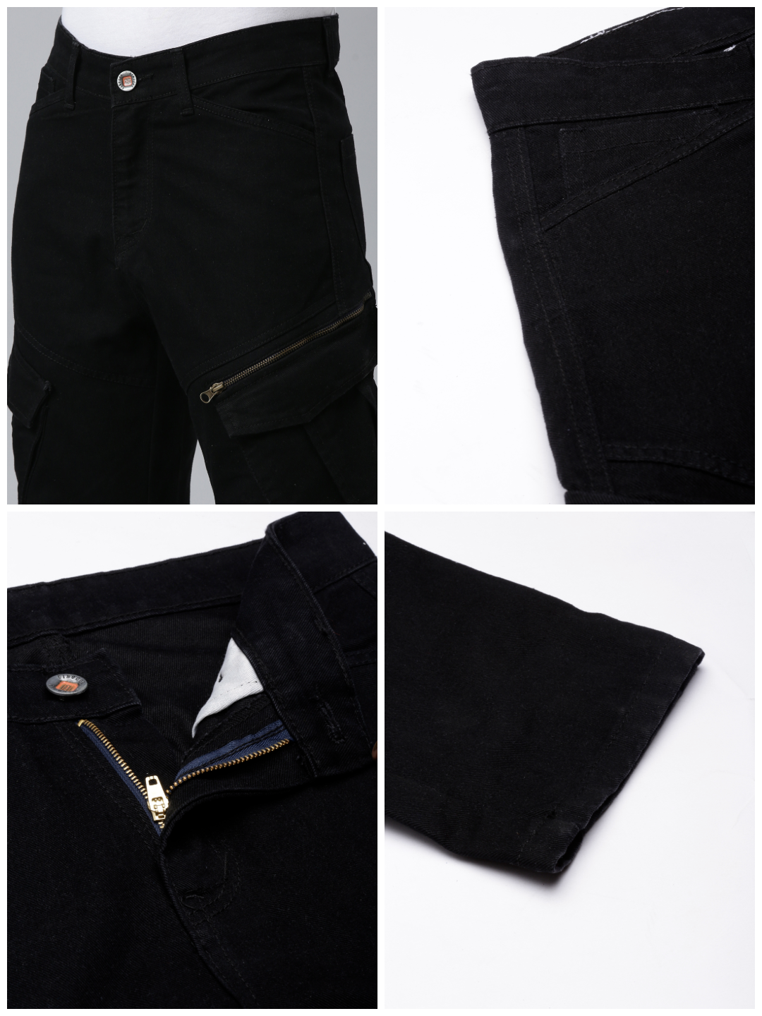 Mens Denim Black Cargo Jeans