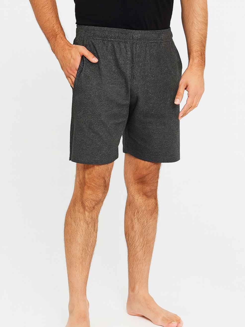 Mens Knitted Charcoal Sleep Shorts
