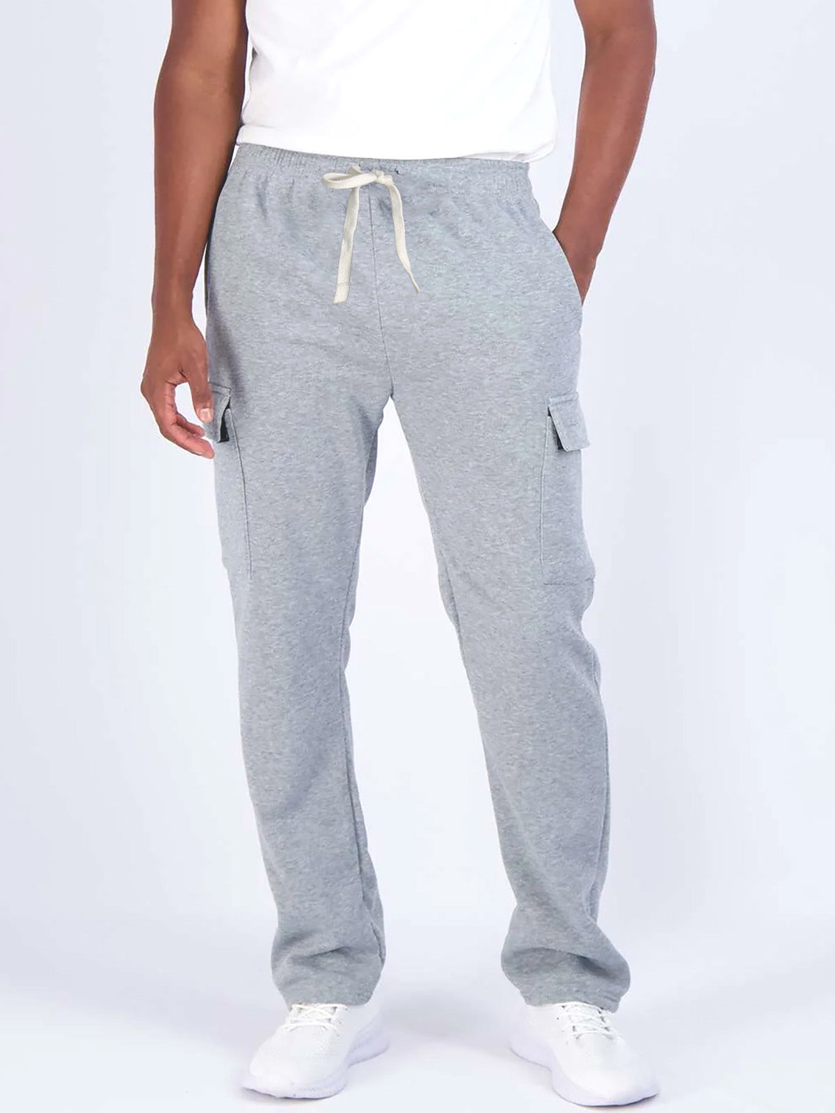 Mens Grey Melange Cargo Joggers