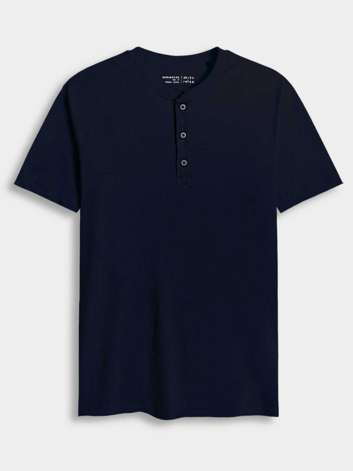 Mens Henley Neck Short Sleeve T-Shirt