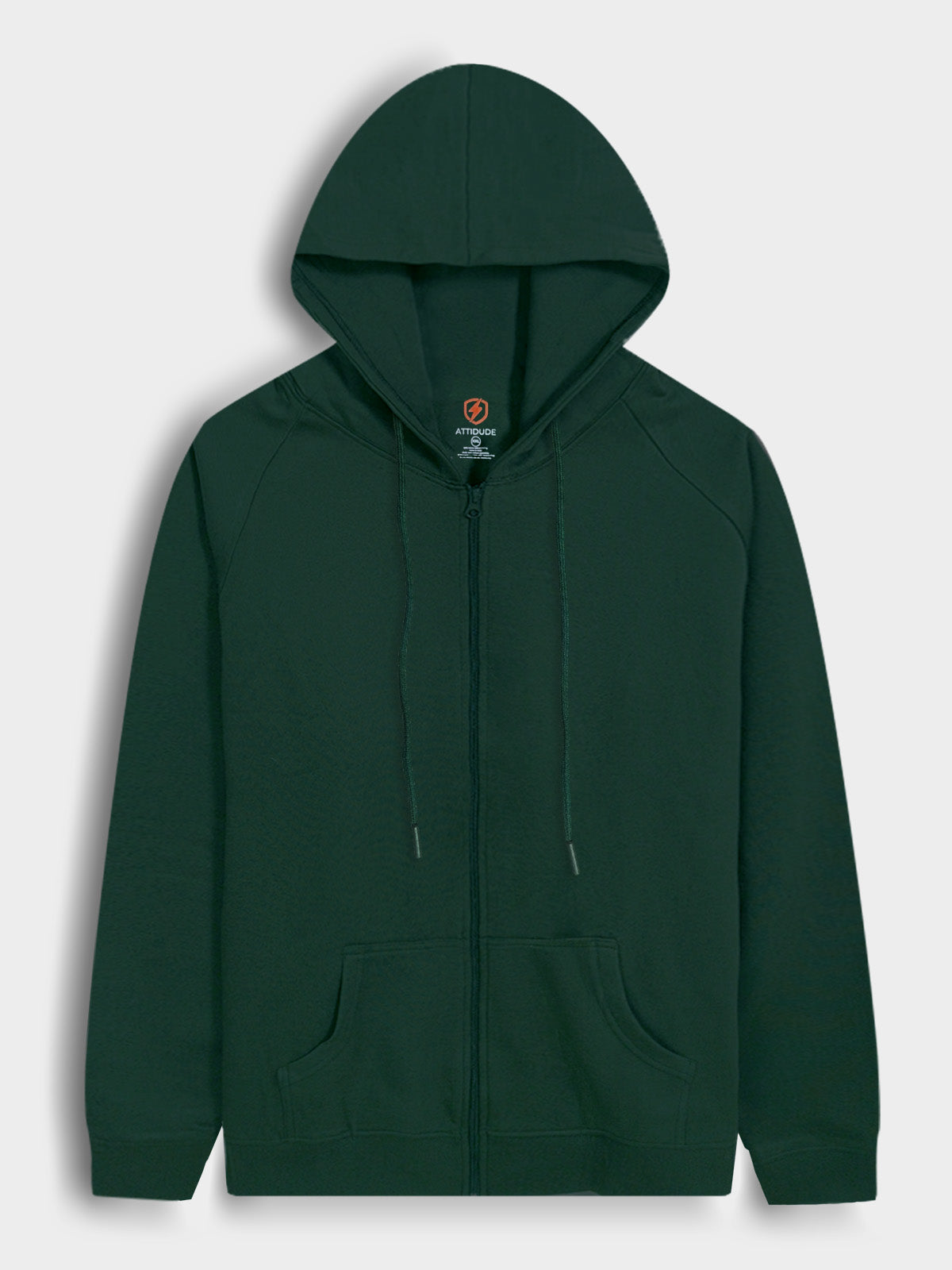 Mens Hooded Full Zipper Green Sweatshirt