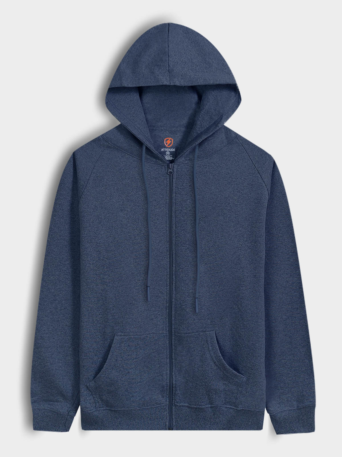 Mens Hooded Full Zipper Navy Melange Sweatshirt