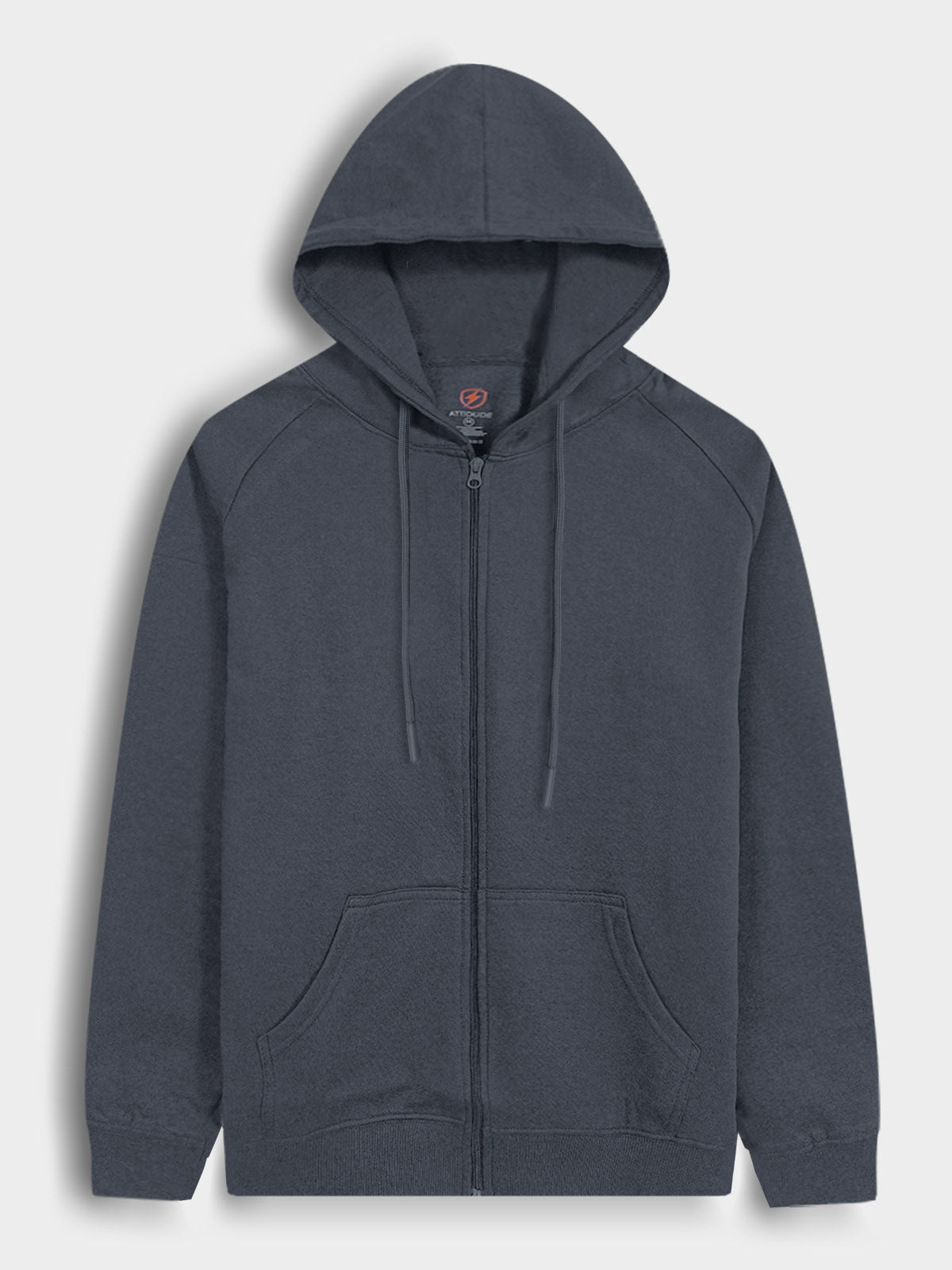 Mens Hooded Full Zipper Grey Sweatshirt