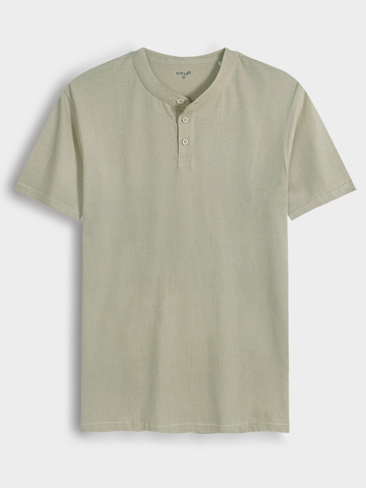 Mens Henley Neck Olive T-Shirt