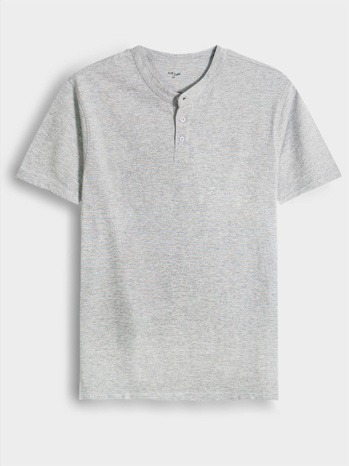 Mens Henley Neck Grey T-Shirt