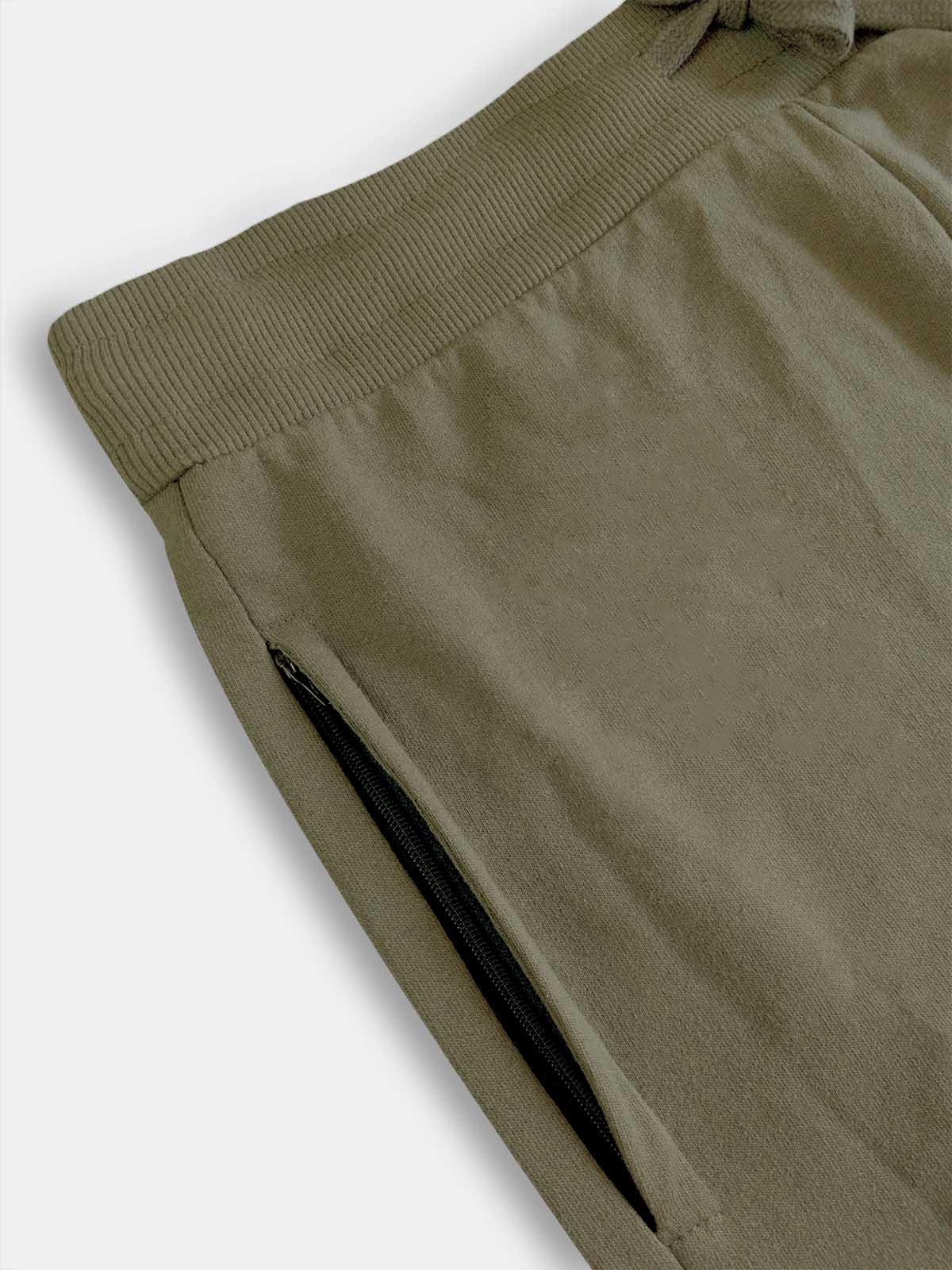 Mens Frech Terry Knit Olive Shorts