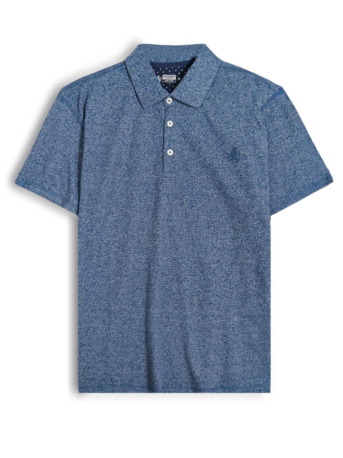 Mens Navy Grindled Yarn Polo
