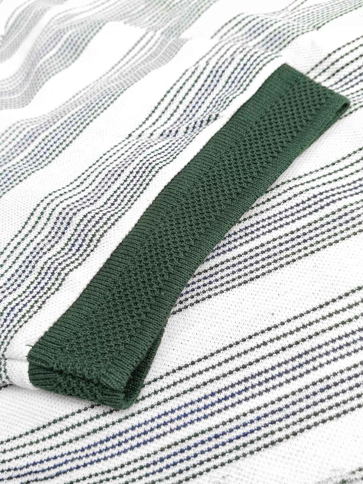 Mens Jacquard White Striped Polo