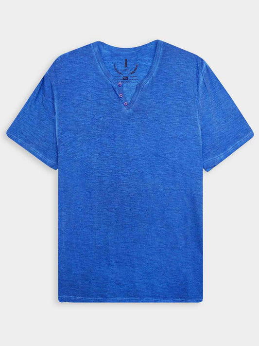 Mens Garment Dyed Y Neck T Shirt